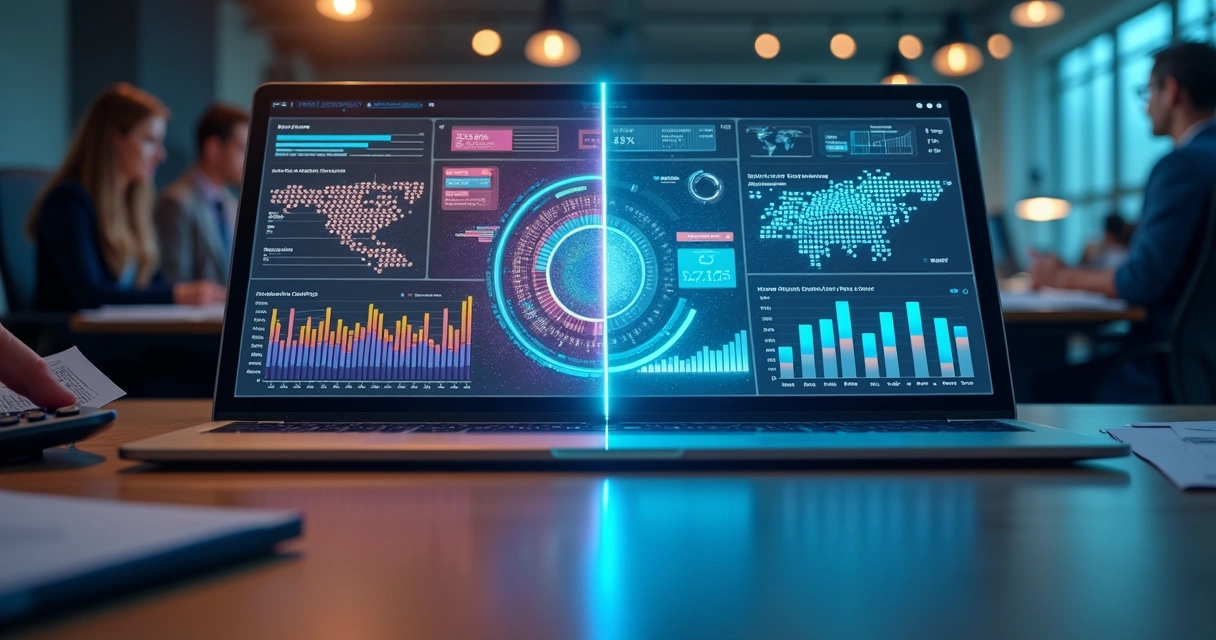 automacao-financeira-ia-tradicional-466.webp Comparação entre automação financeira com IA integrada e sistemas financeiros tradicionais em tela de computador