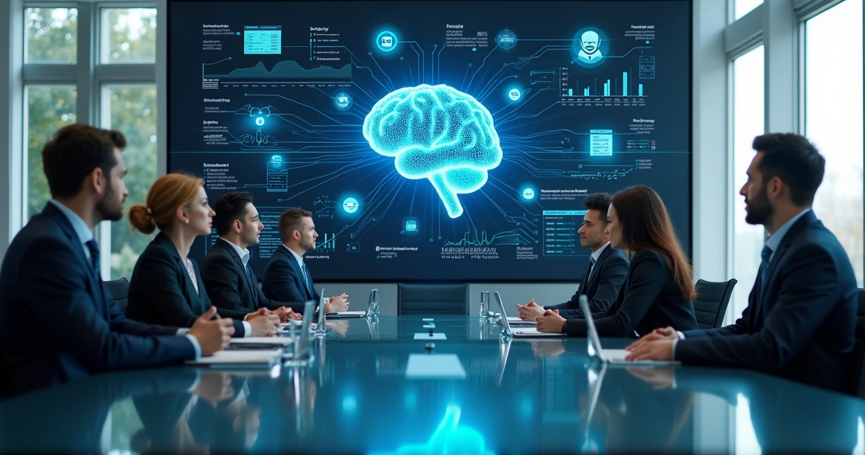 integracao-sistemas-ia-empresa-853.webp Gestores observando painel com integrações de sistemas conectados por inteligência artificial