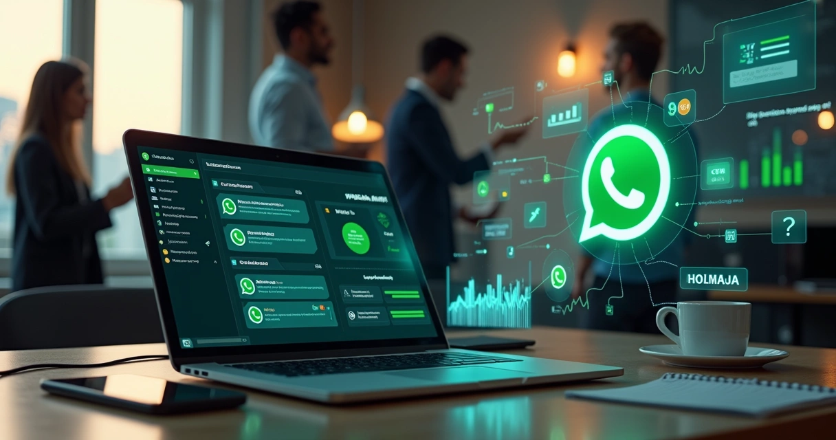 Painel com chatbot de IA gerenciando vendas no WhatsApp para uma equipe de negócios