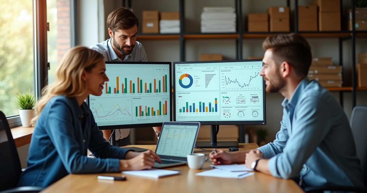 business-intelligence-pequena-empresa-39.webp Empresários analisando painel de business intelligence em pequena empresa