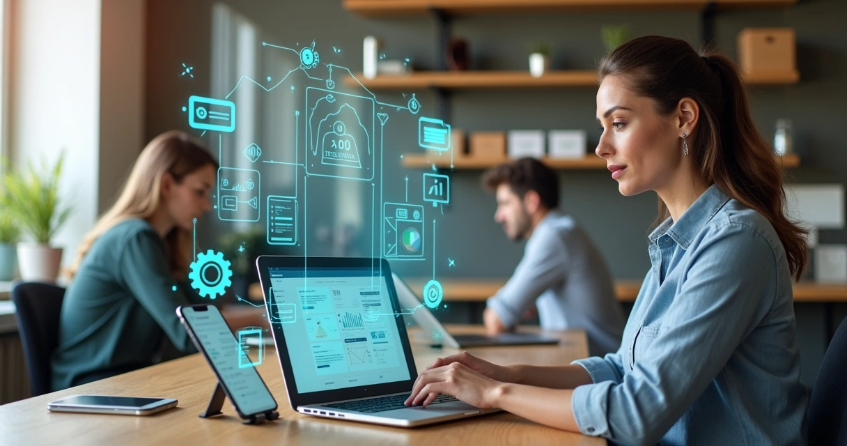 pequena-empresa-usando-ia-sem-ti-58.webp Empresária configura solução de IA plug and play em pequena empresa