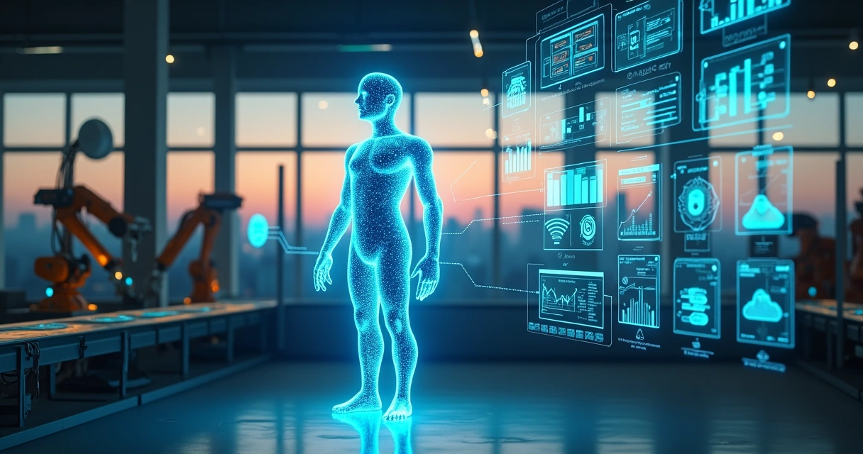 Integração entre agente de IA e sistema ERP em linha de produção industrial moderna