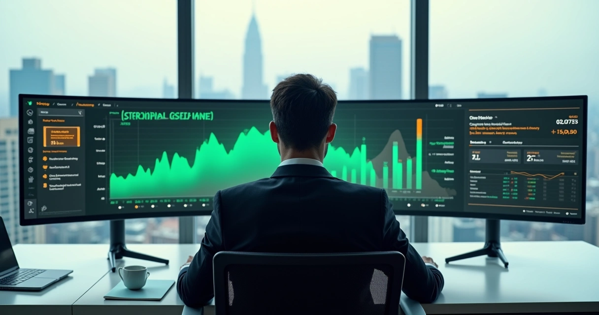 painel-controle-rotina-ia-560.webp Gestor observa painel de controle mostrando rotina estável e ganhos extras com IA
