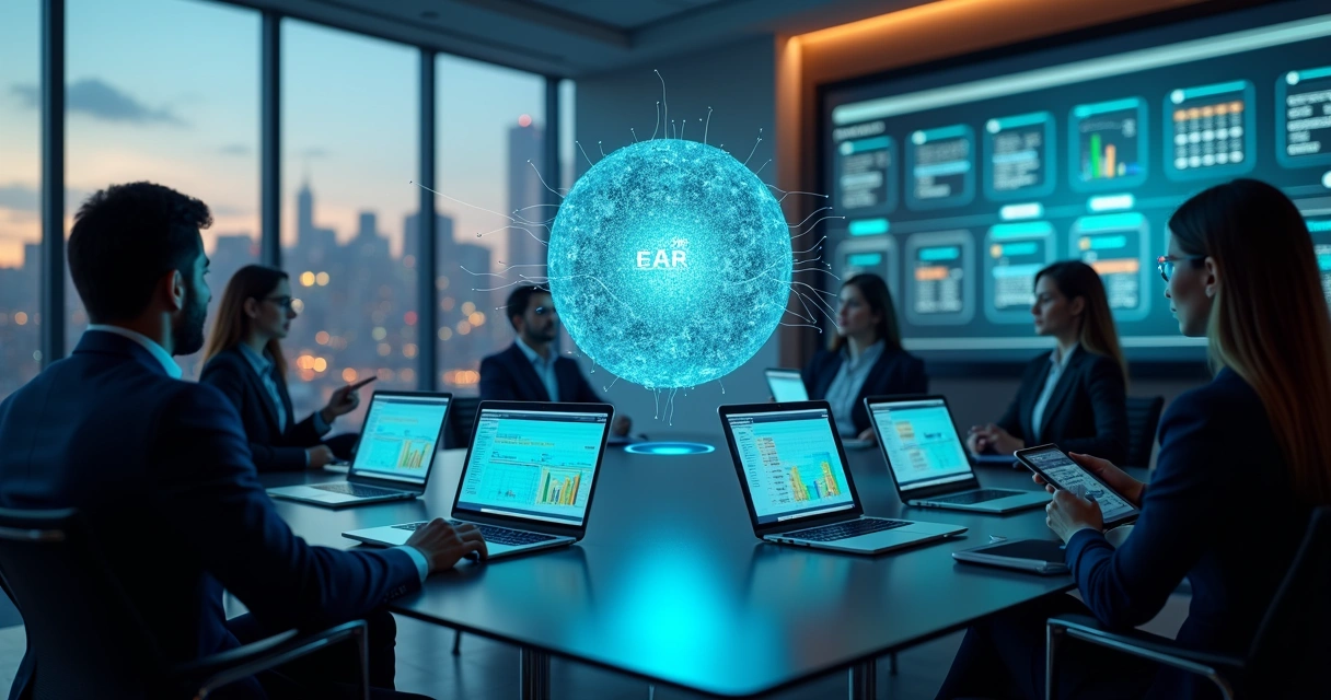 agente-ia-sap-financeiro-estoque-compras-324.webp Profissional observa holograma de agente de IA conectado a módulos de ERP