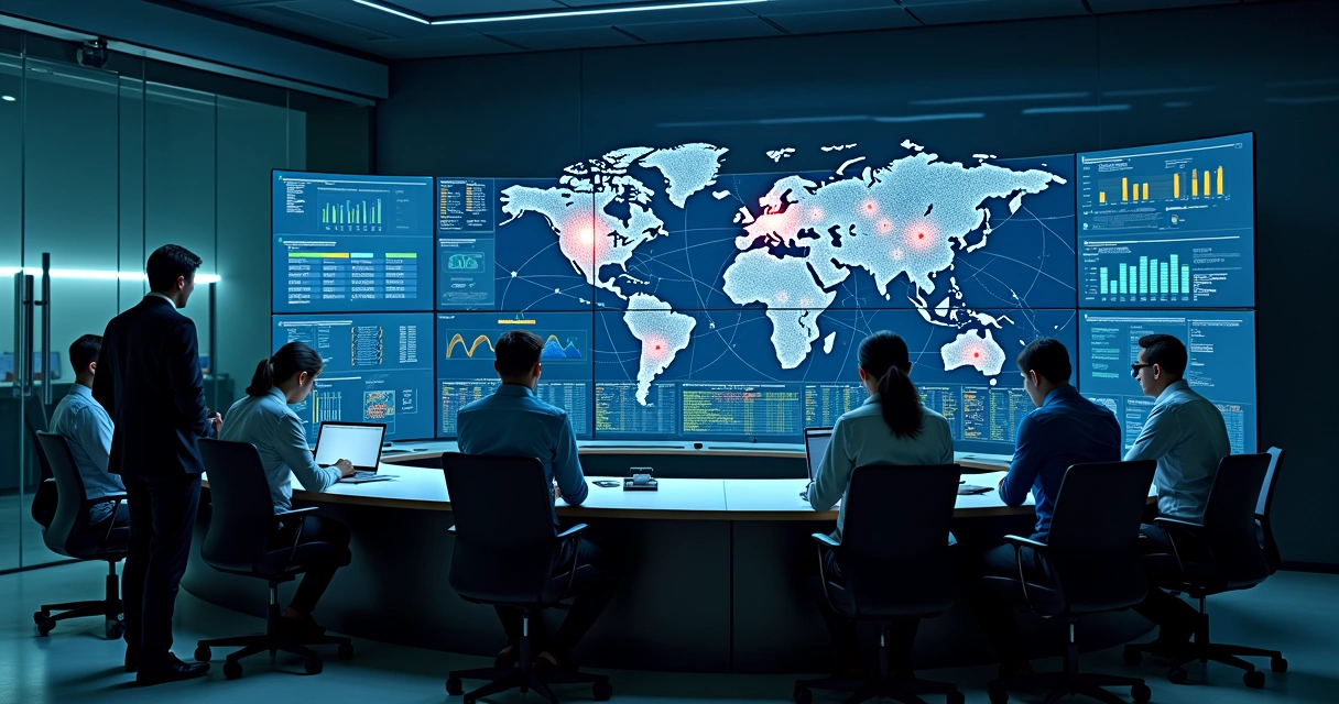 ia-detecao-falhas-operacionais-696.webp Centro de operações empresarial com inteligência artificial destacando falhas em tempo real