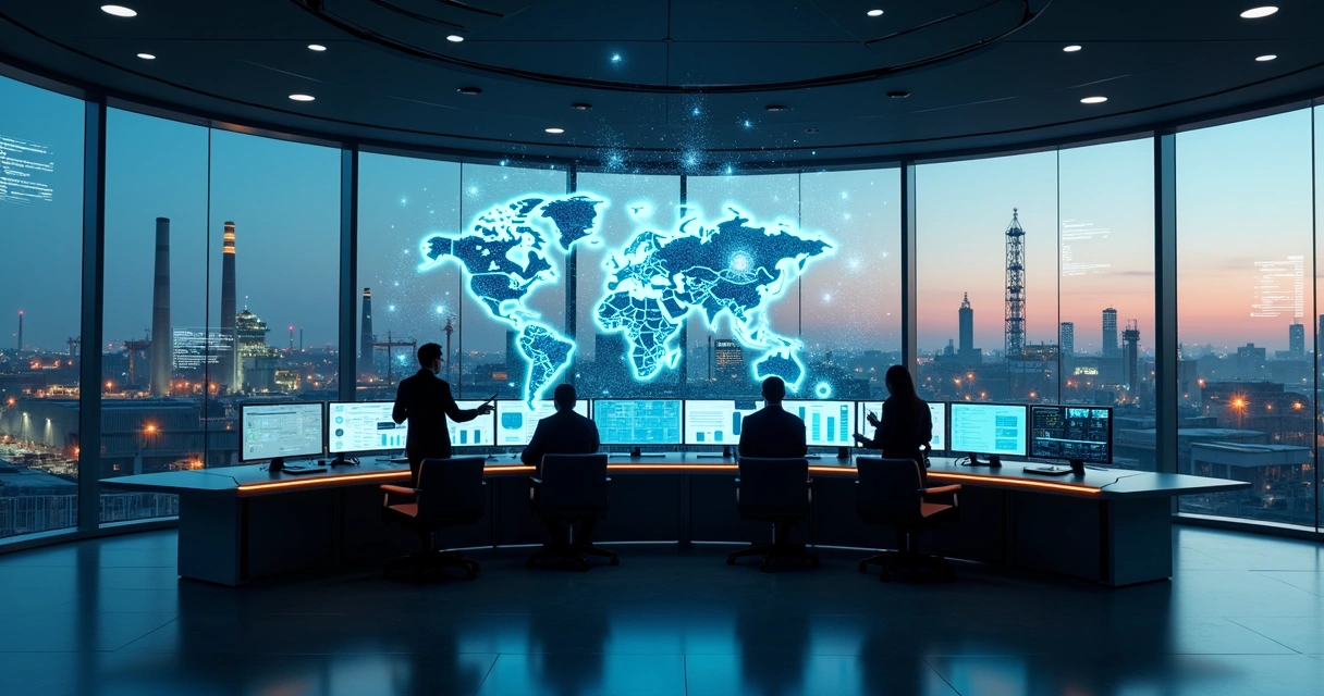 Centro de comando empresarial monitora múltiplas operações conectadas por IA
