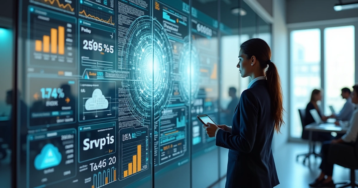 Gestora observa painel digital unindo projetos de IA e benefícios fiscais