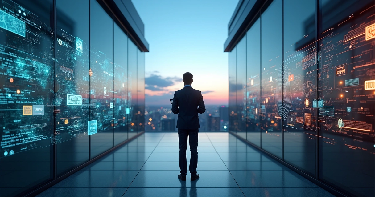 Dois caminhos digitais contrastando IA open source e proprietária em ambiente corporativo